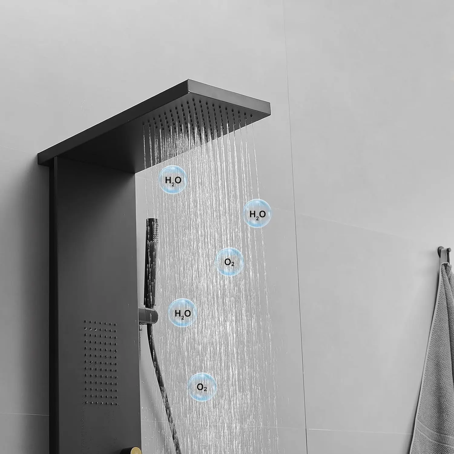 Bwe 3 In 1 Shower Panel Tower System Stainless Steel Shower Panel Rainfall Shower Head With Handheld Shower And Massage Body