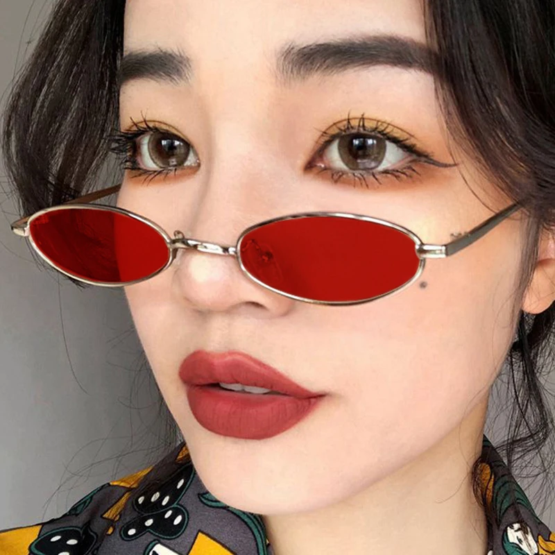 Kleine ovale Metall-Sonnenbrille für Damen und Herren – Frische, modische Freizeit-Sonnenbrille für Shopping und Alltag
