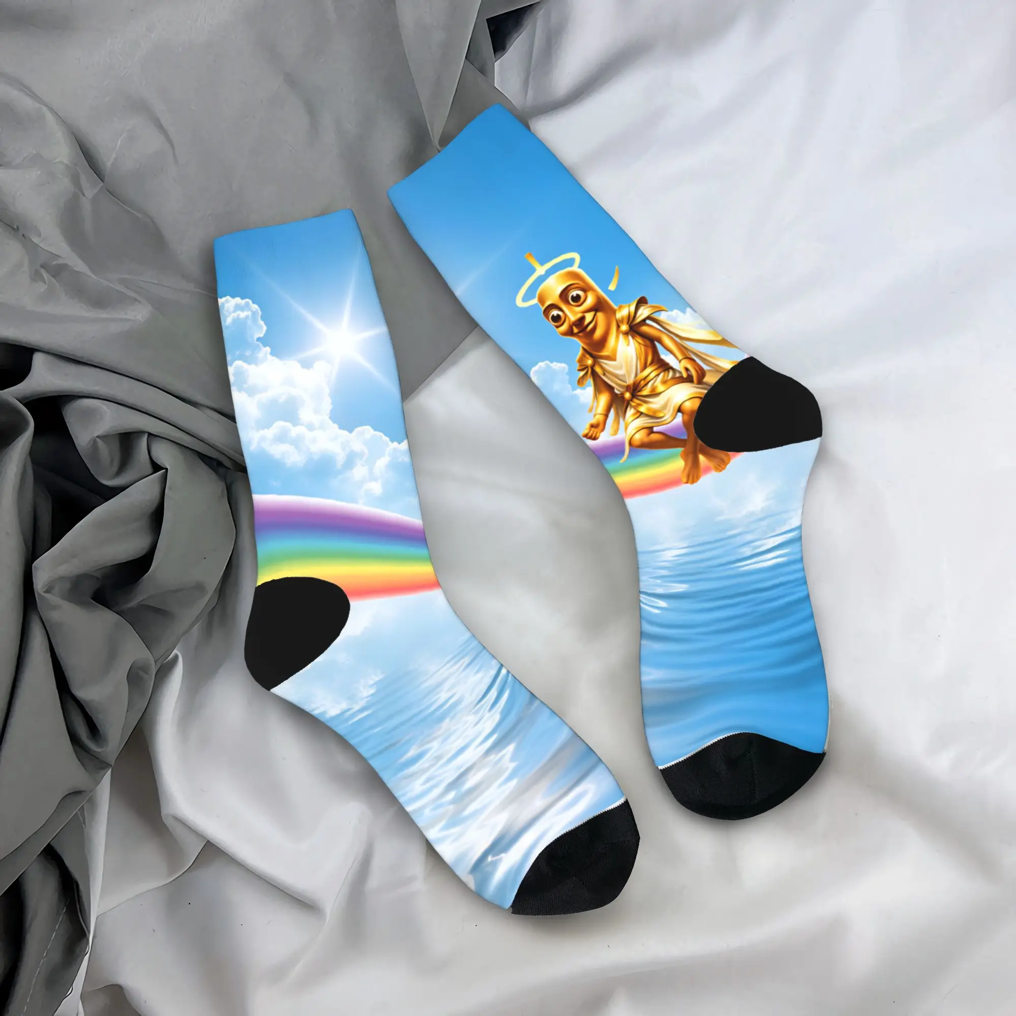 Men's Socks Tung Tung Sahur Angel Rainbow Heaven Meme Stockings Autumn Vintage Comfortable Socks Graphic Skateboard Anti Socks