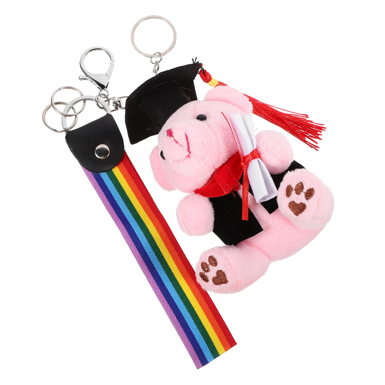 Graduation Bear Plush Toy Pendant Keyring Stuffed Hairy Cartoon Keychain Pp Cotton