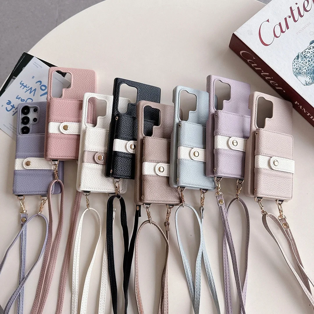 YP1 الفاخرة Crossbody الجلود فتحة للبطاقات محفظة محفظة حقيبة لهاتف سامسونج غالاكسي S25Edge S24 FE S23 زائد S22 الترا مرآة شل غطاء