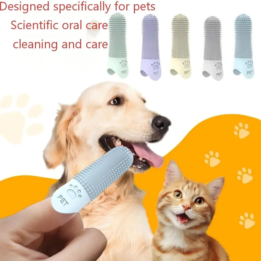Silicone Finger Toothbrush 360 Degree Pet Oral Cleaning Brush for Cats Dogs Bad Breath Removal Teeth Care Pet Dental Cleaner