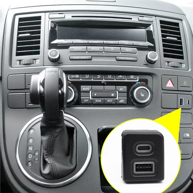 Car QC3.0 USB TYPE-C Fast Charging Socket Phone Charging Outlet Power Adapter For VW Multivan T5 - view 6