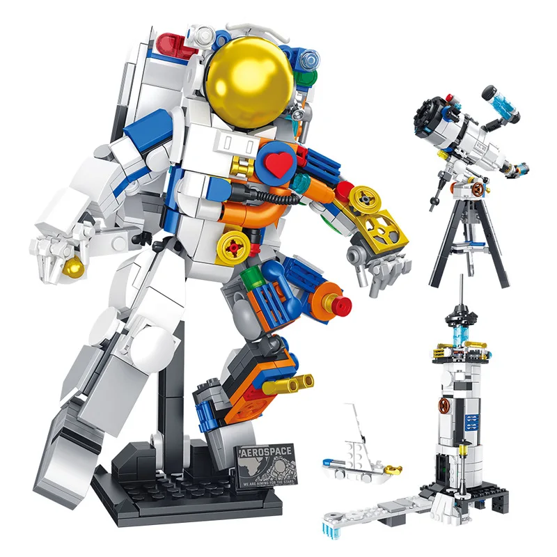 Kreative 3 in 1 Astronaut Baustein Spielzeug setzt Moc Raumstation Explorer Raum Pfeil Mini Ziegel Spielzeug für Kinder Jungen Geschenke