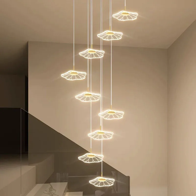 Modern Stair Chandelier Pendant Lights Indoor Lighting Ceiling Lamp Hanging Light LED Chandeliers for Living Room Indoor Lightin