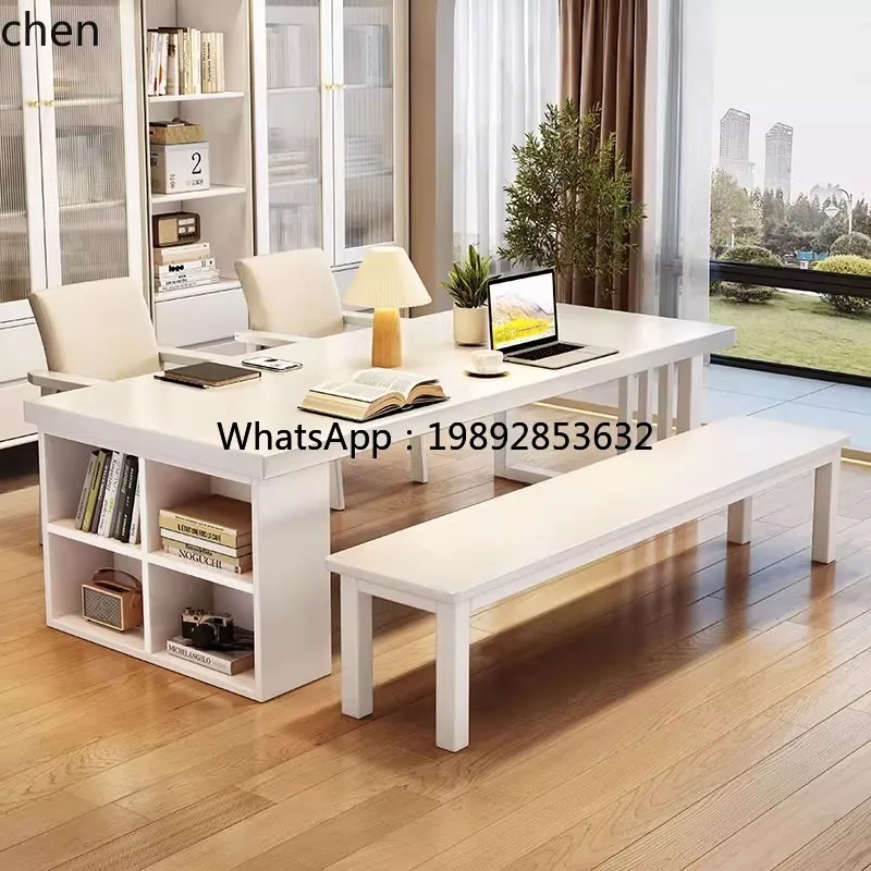 

LYY living room large long desk workbench household solid wood calligraphy table double long learning computer table