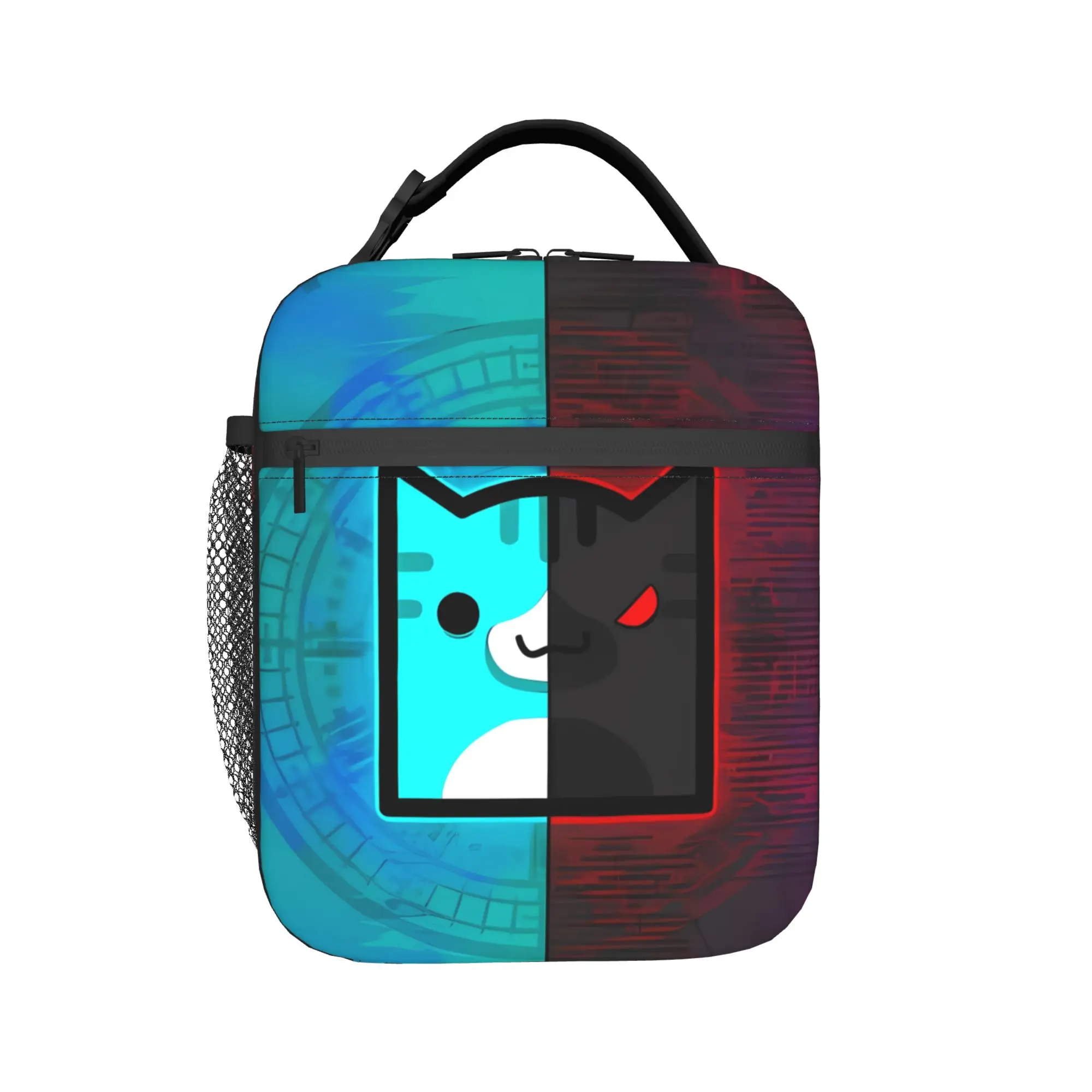Lunch Bag Geometry Dash Game Music Cute Geometric Travel Lunch Box For Girls  Aesthetic Portable Print Tote Food Bags