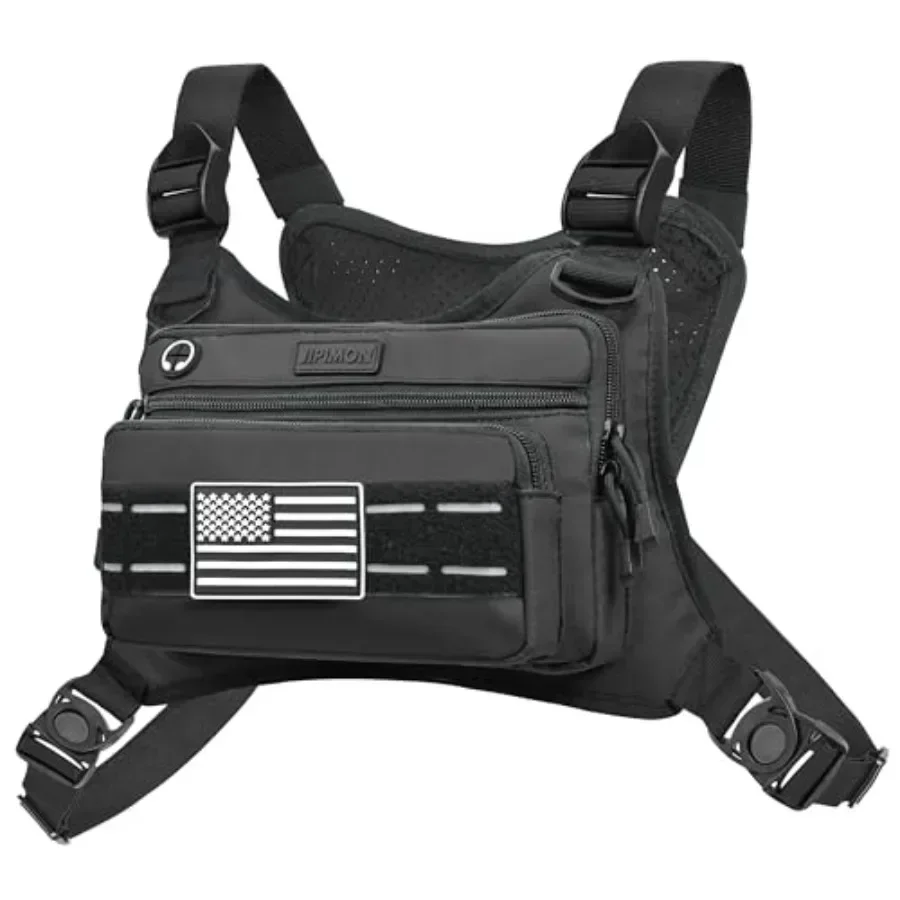 

Chest Bag For Men With Extra Storage, Waterproof Outdoor Sports Chest Bag For Running, Cycling, Hiking, Rock Climbing Black