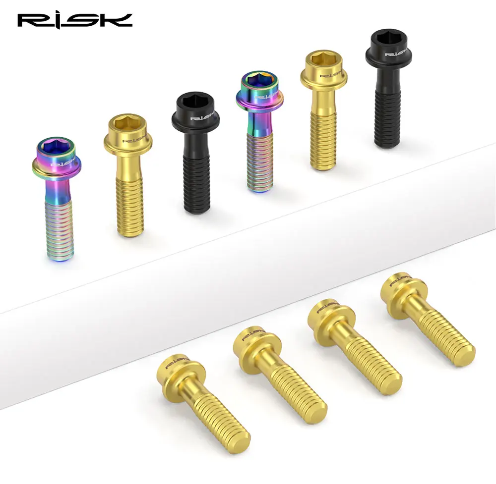 RISIKO 6PCS M5x16mm/M5x18mm Fahrrad Vorbau Schrauben Bolzen Titan Legierung MTB Lenkschaft Lenker Ultraleicht Vorbau Befestigungs Schrauben – Detail 3