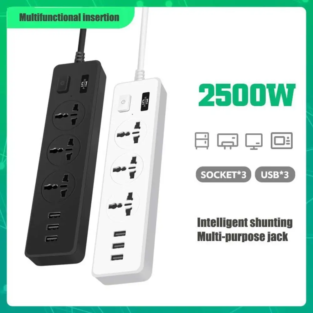 

Socket Plug Household Extension Cable Power Board 3 positions and 9 holes USB Fast Charging 2500W 10A 250V