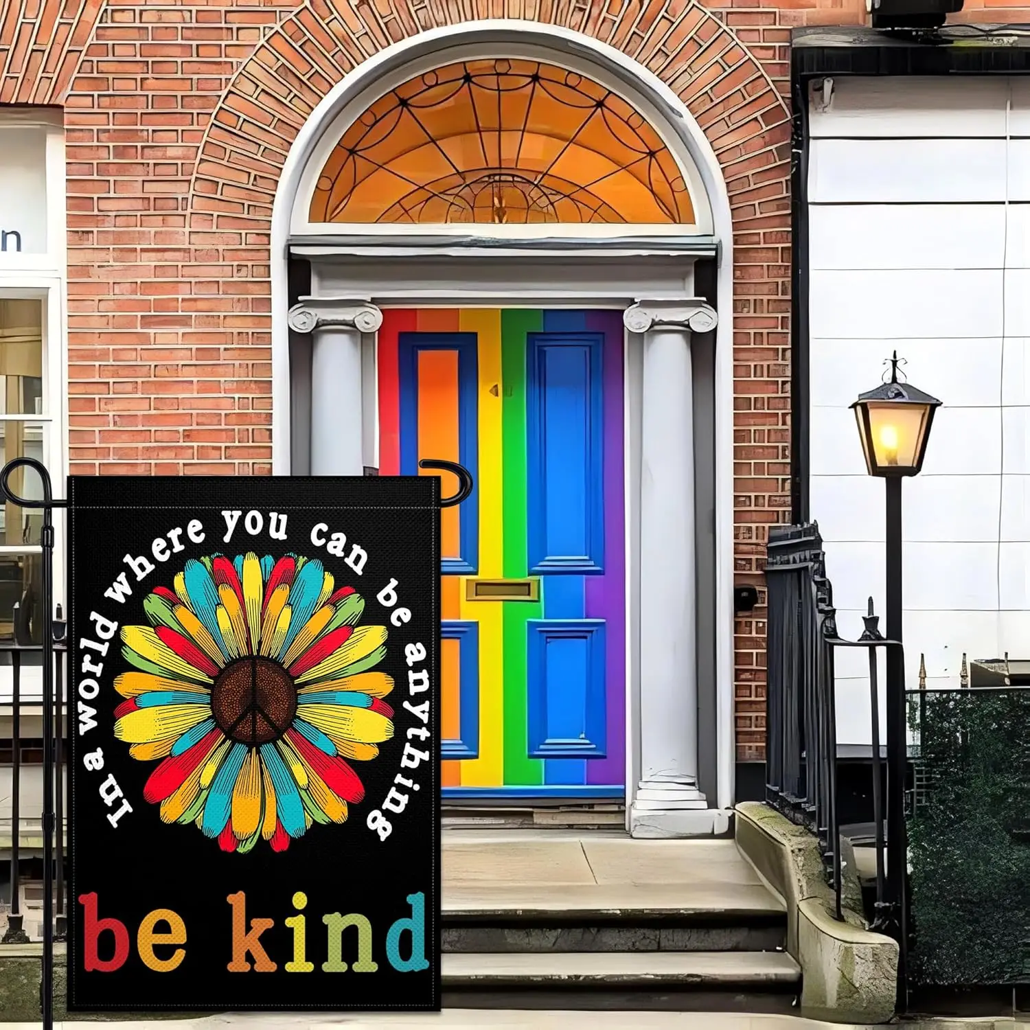 Be Kind Garden Flag 12x18 Inch Vertical 3Ply in A World Where You Can Be Anything Flags Kindness Garden Flag for Outdoor Indoor House Yard Outside Garden Decor
