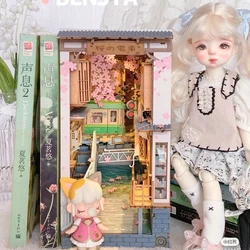 DIY Wooden Book Nooks Shelf Insert Kit Miniature Fairy Tale Town Dollhouse Bookshelf Secret Garden Bookends Xmas Gift Home Decor