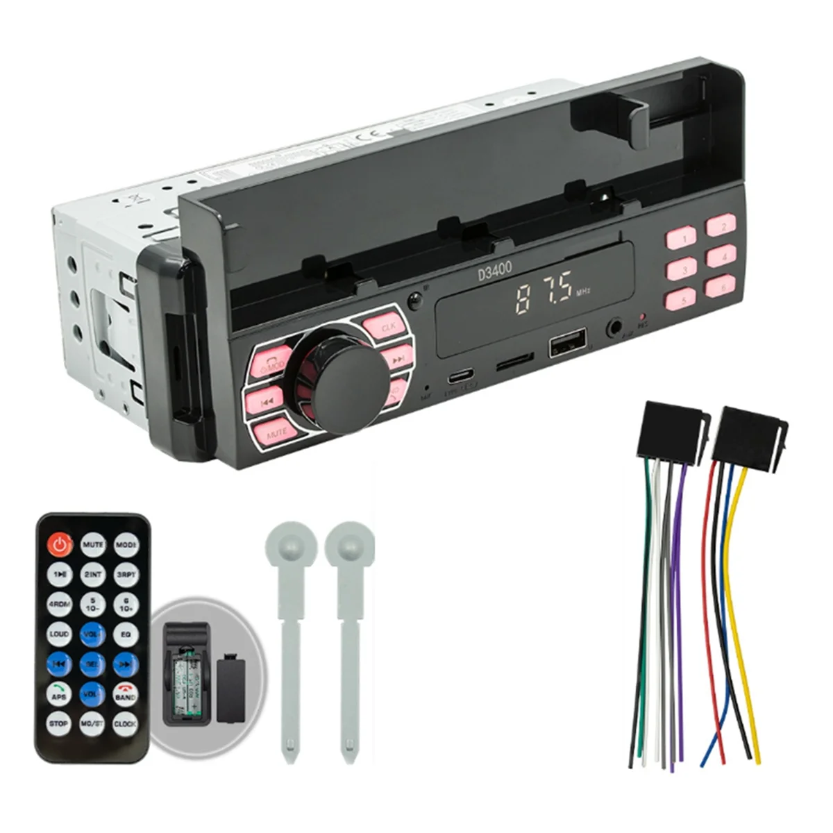 1Din Car MP3 Phone Holder Positioning Car Line Protection Smart Bluetooth Calling Color Light Voice Control FM Radio