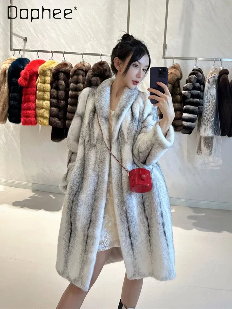 Temperament Fur Integrated Mink Coat Women 2024 New Young Lady Mid Length Lapel Faux Fur Coats Commuter Style Winter Coats