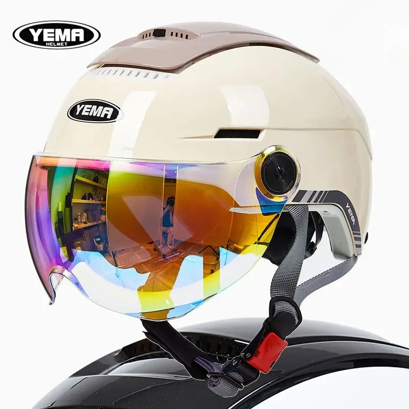 yema-電動バイクヘルメットメンズ夏の日焼け防止バッテリー車女性用四季ユニバーサル安全ヘルメット