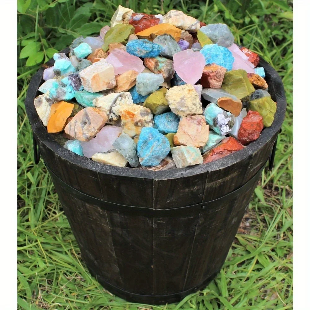 1–2lb Bulk Natural Crystal Stones – Mixed Gemstones for Crafts, Decor & Healing