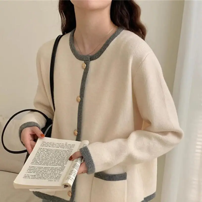 

Свитер для девочек, кардиган, трикотаж, пуловер с длинными рукавами, пальто на пуговицах, однотонное, осенне-зимнее, вязаное, утепленное, в корейском стиле