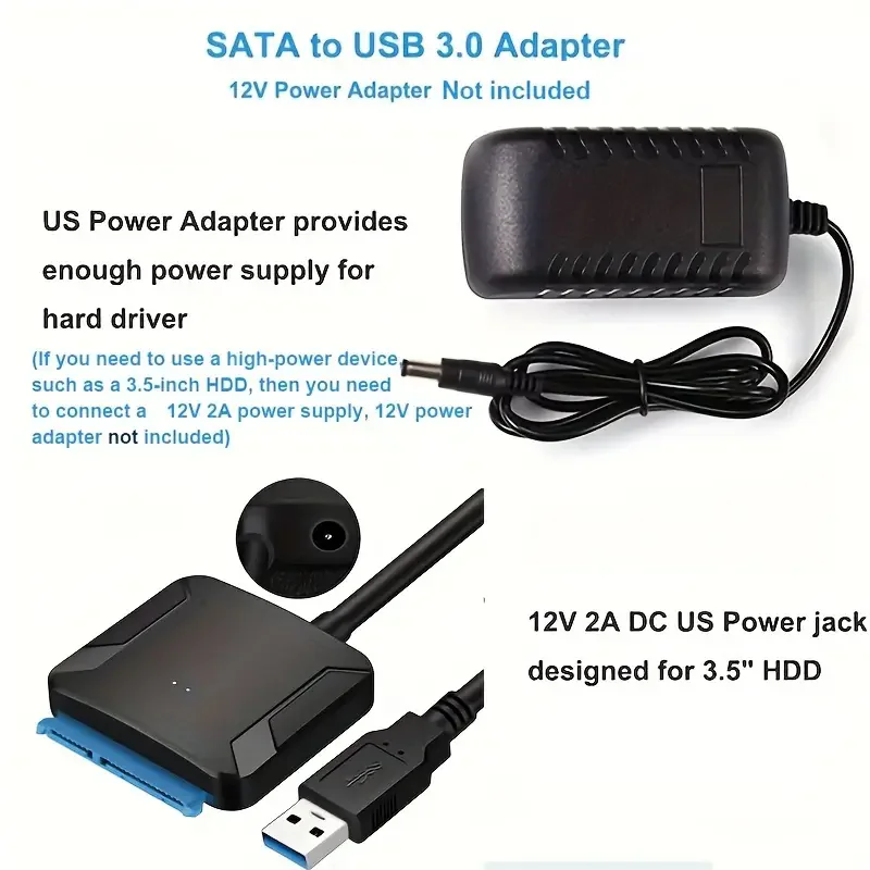SATA to USB 3.0 Cable Up to 6 Gbps for 2.5/3.5 Inch External HDD SSD Hard Drive SATA Adapter USB 3.0 to Sata III Cord