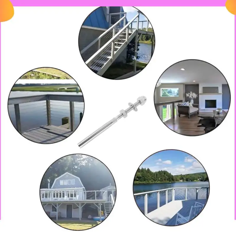 

A23P 20Pack Threaded Terminal Stud Stainless T316 Marine Grade Stud End Fitting Terminal For 3/16 Inch Cable Deck Railing Hand S