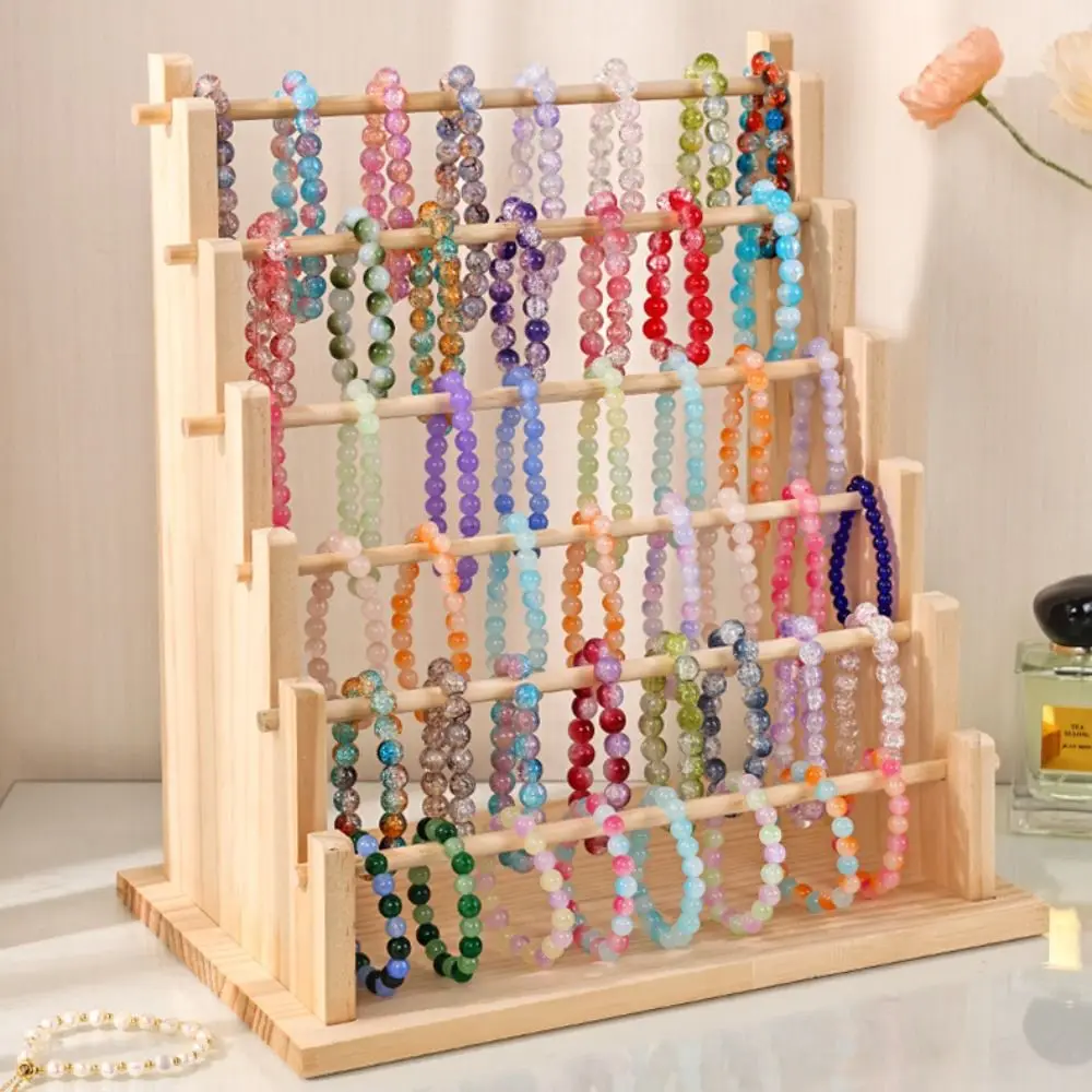 Solid Wood Bracelet Display Stand Multistep Ladder Strong Load-bearing Jewelry Organizer 4/6 Layer Bangle Storage Rack