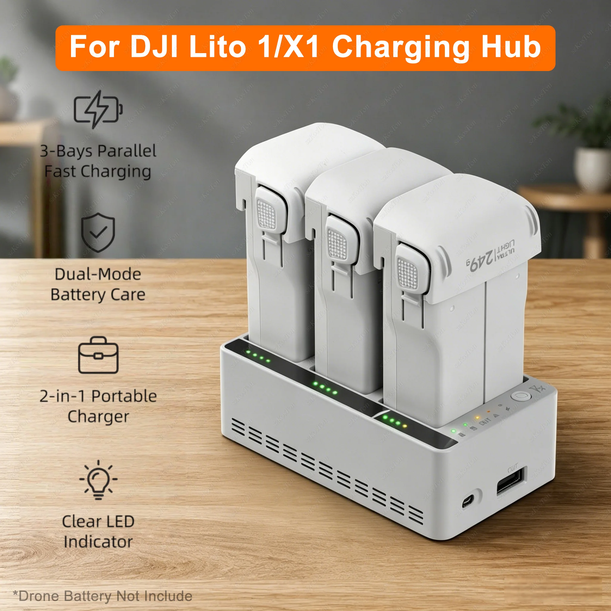 

3-Way Battery Charger Butler For DJI Lito 1/Lito X1 Charging Hub Intelligent 100W Fast Charging Butler Drone Accessories
