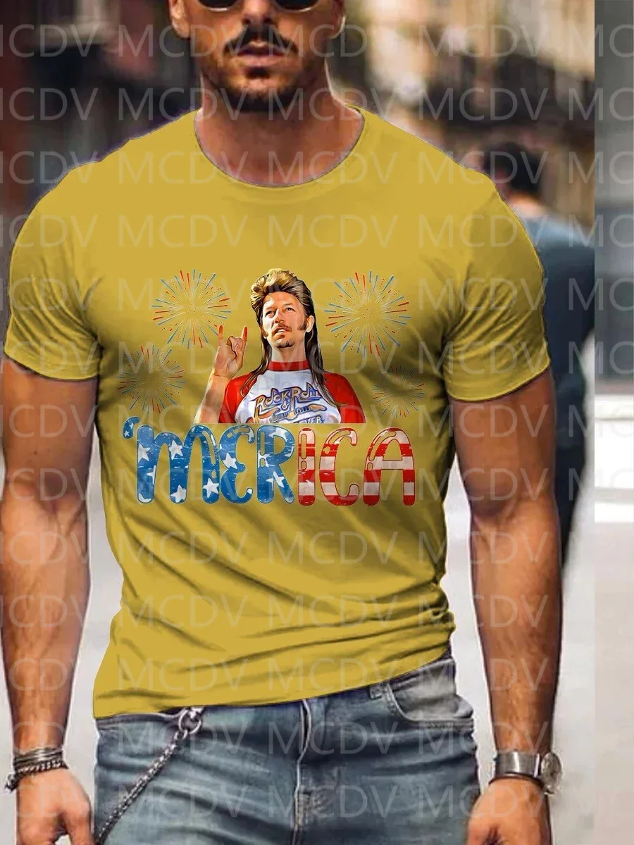 เสื้อยืดพิมพ์ลาย LGBT3D Joe Dirt merica Four of july ลำลองสีสันสดใสเสื้อยืดพิมพ์ลาย