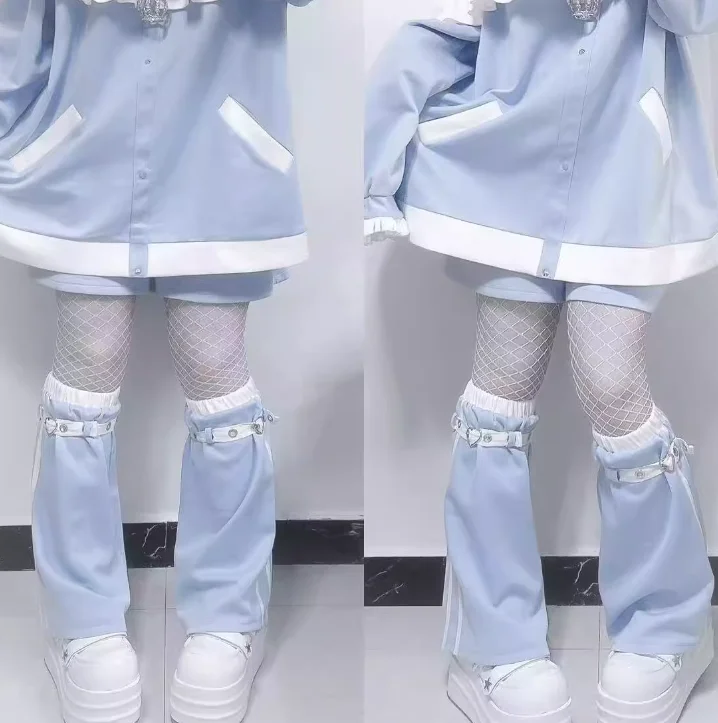 Japanese Mass Produced Loose Sweet Subculture Round Neck Off The Shoulder Water Color Sweatshirt Jacket Women Striped Shorts Set