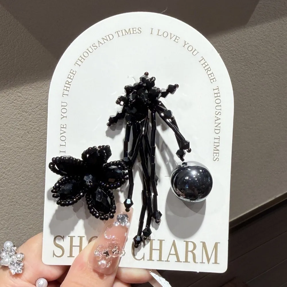 3pcs/set Flower Bead Chain Crystal Shoe Charms Tassel Pearl Handmade Jelly Flower Charm Sparkling Elegant Heavy Work Shoe Clips