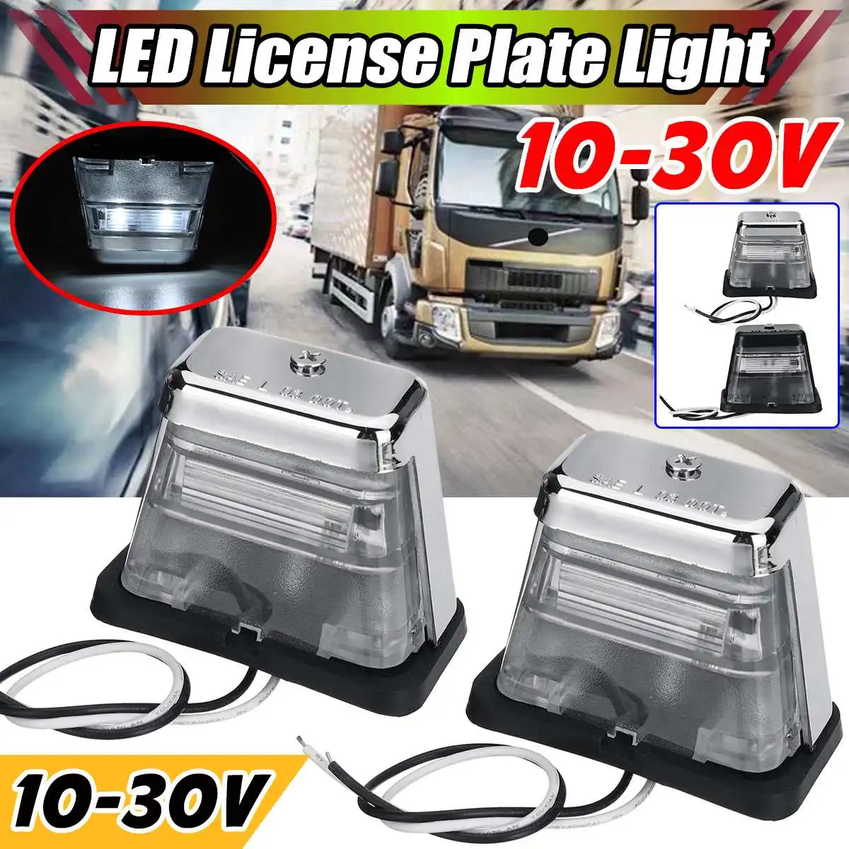 2pcs LED Truck Number License Plate Light 10-30V Waterproof Signal Tail Light Lamp For Boat Trailer SUV Van Caravan Lorry Bus