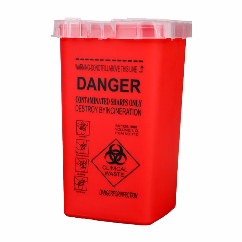 1L Tattoo Sharps Sammlung Eimer Augenbraue Trimmer Glas Fragmente Lagerung Box Nadel Einweg Sharps Kunststoff Behälter