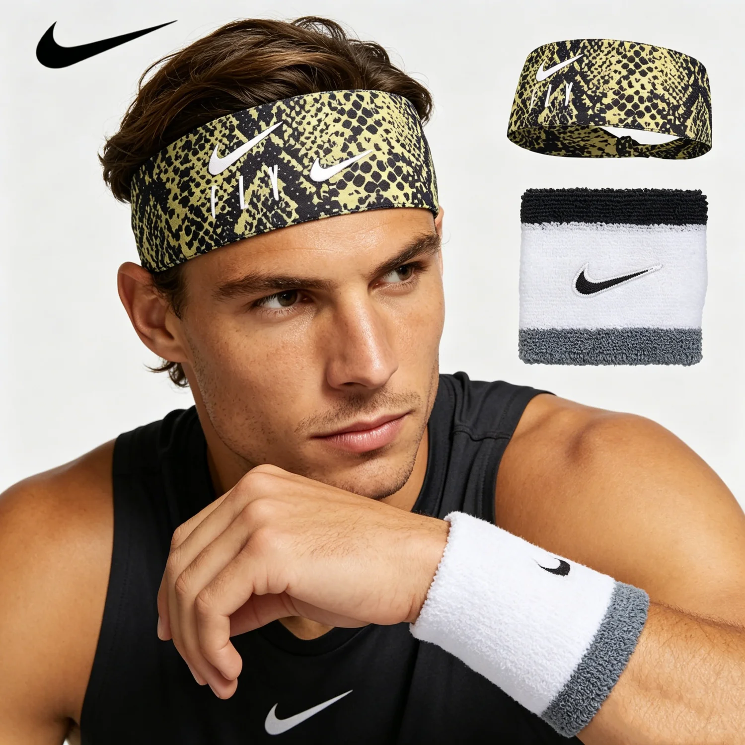 

Nike Authentic Wristband Headband Set 2025 Summer Breathable for Basketball Training Men Women N1003339725OS+II5301-122
