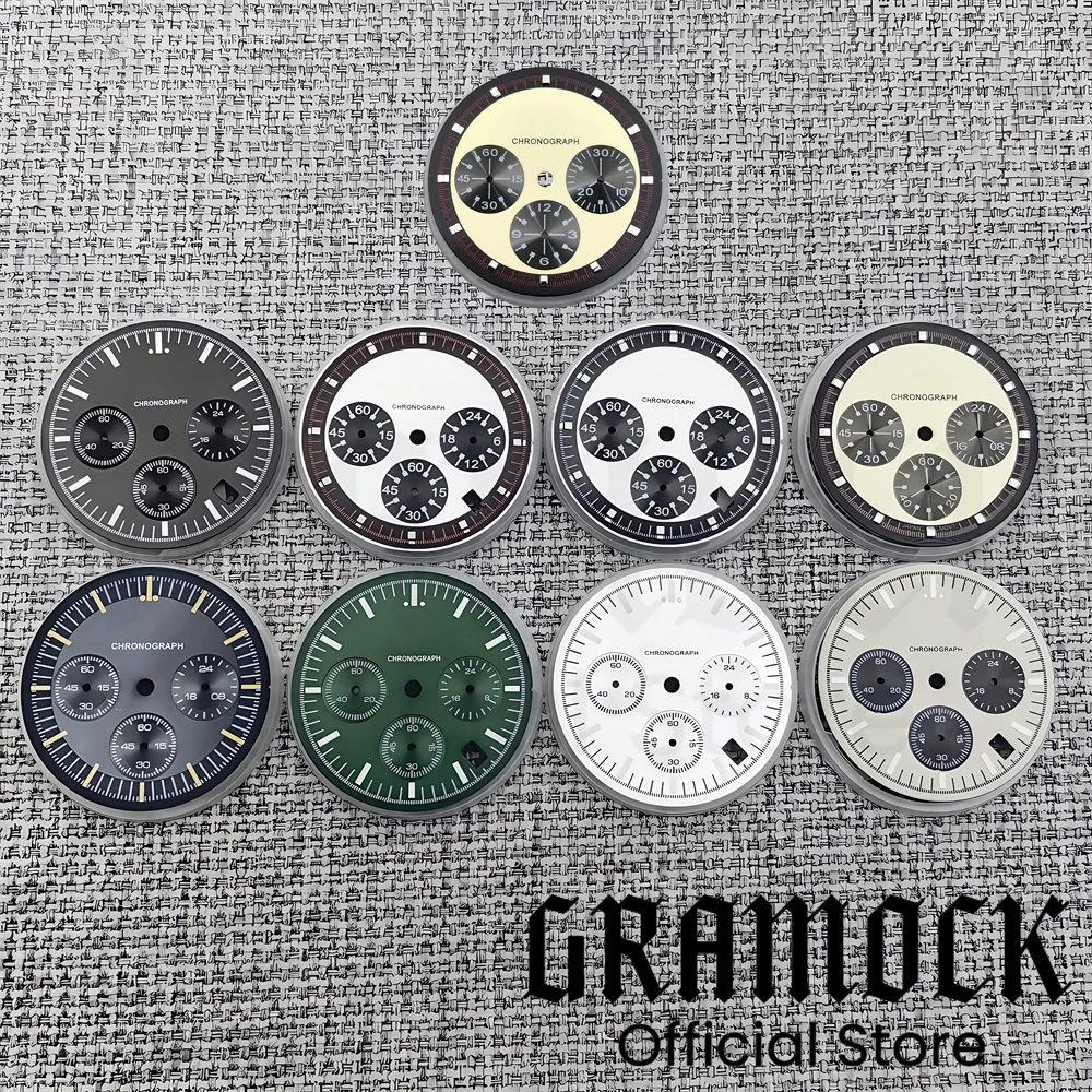 Gramock 31.5mm 6- Pin Dial Quartz Movement Watch Dial With VK63 Watch Hands C3 Green glow-in-the-dark With VK63 Movement