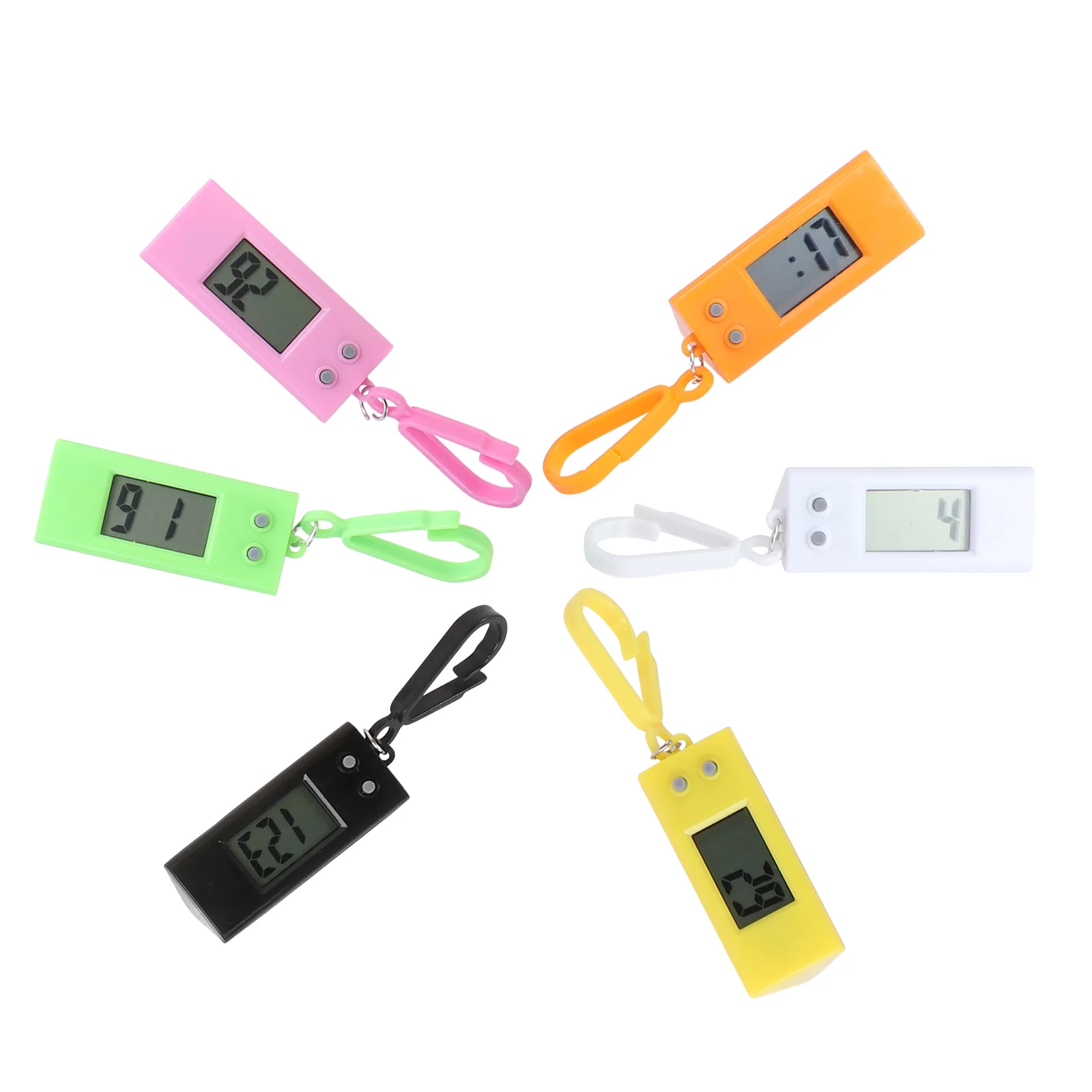 

6pcs Keychain Portable Small Electronic Watches Keychain Digital Timer Clip Stopwatch Hanging Watch Pocket Watch Gifts