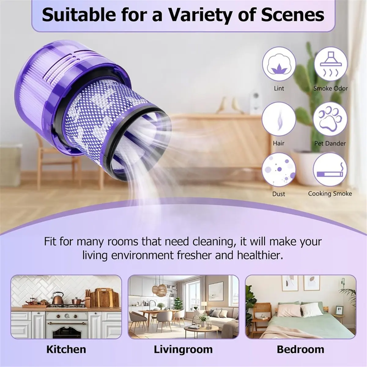 BRILLIANT 6PCS Filter for V11 Absolute V11 Animal V11 V11 Torque Drive V11 Complete Pro V15 Detect Vacuum Cleaners