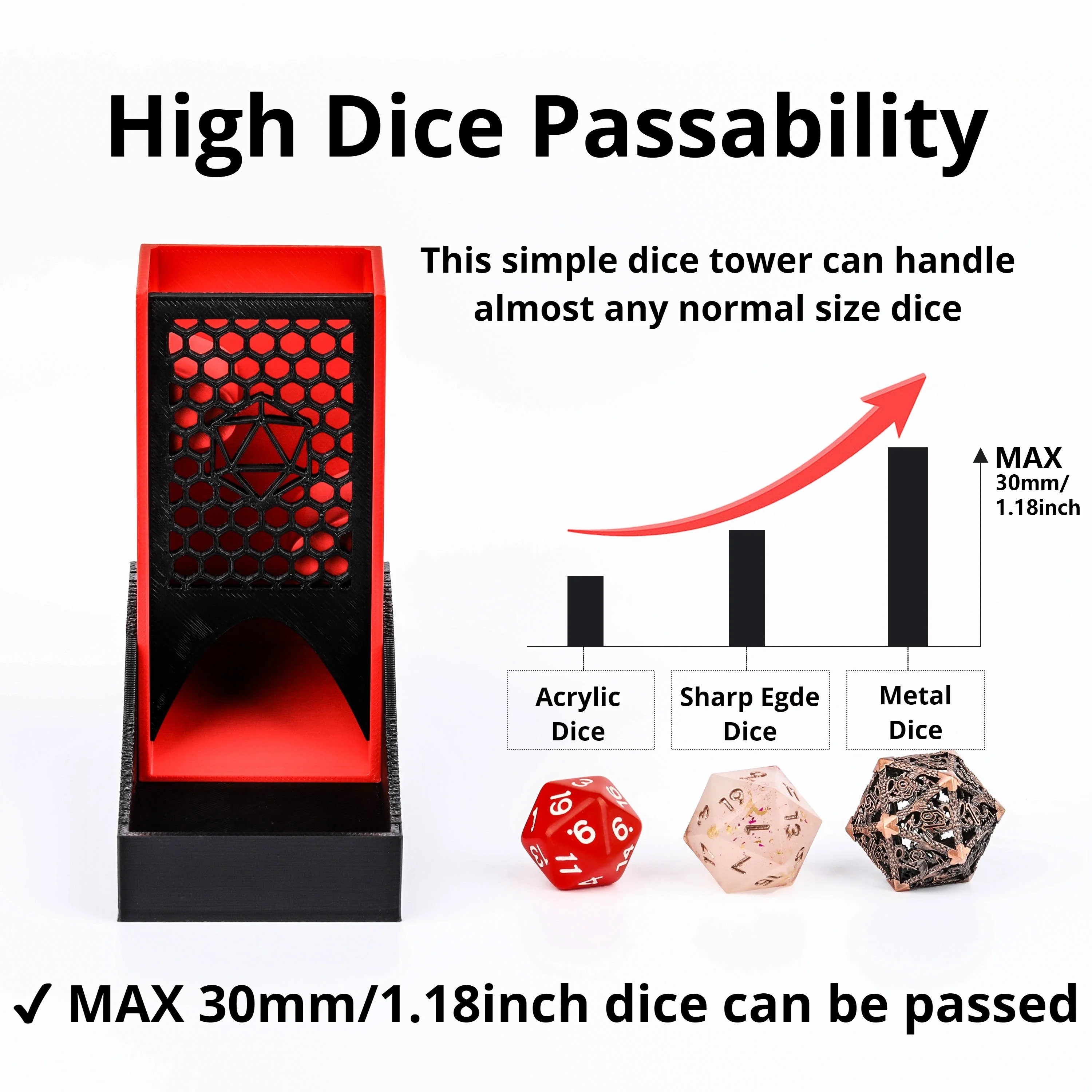 Portable Dice Tower for Tabletop Role Playing Dice Games, Made of Durable Plastic And Available in 8 Colors