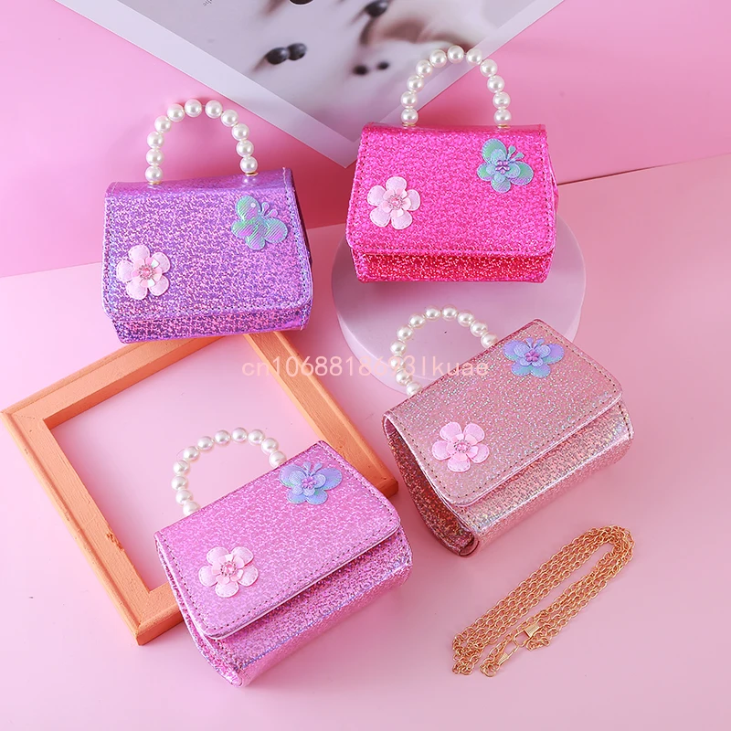 2024 Nieuwe Meisjes Prinses Crossbody Tas Schattige Kinder Mini Handtassen Vlinder Decor Baby Munt Etui Peuter Messenger Bag