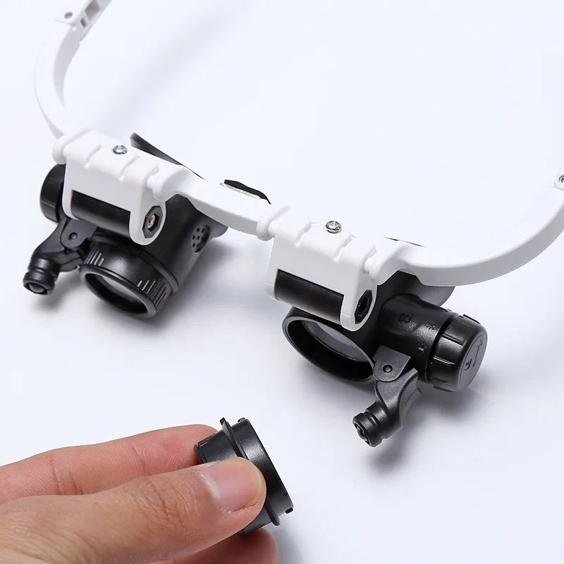 8x 15x 23x Double Eye Loupe Head Wearing Repair Jeweler Watch Clock Magnifier Illuminated Magnifying Glass with LED Light