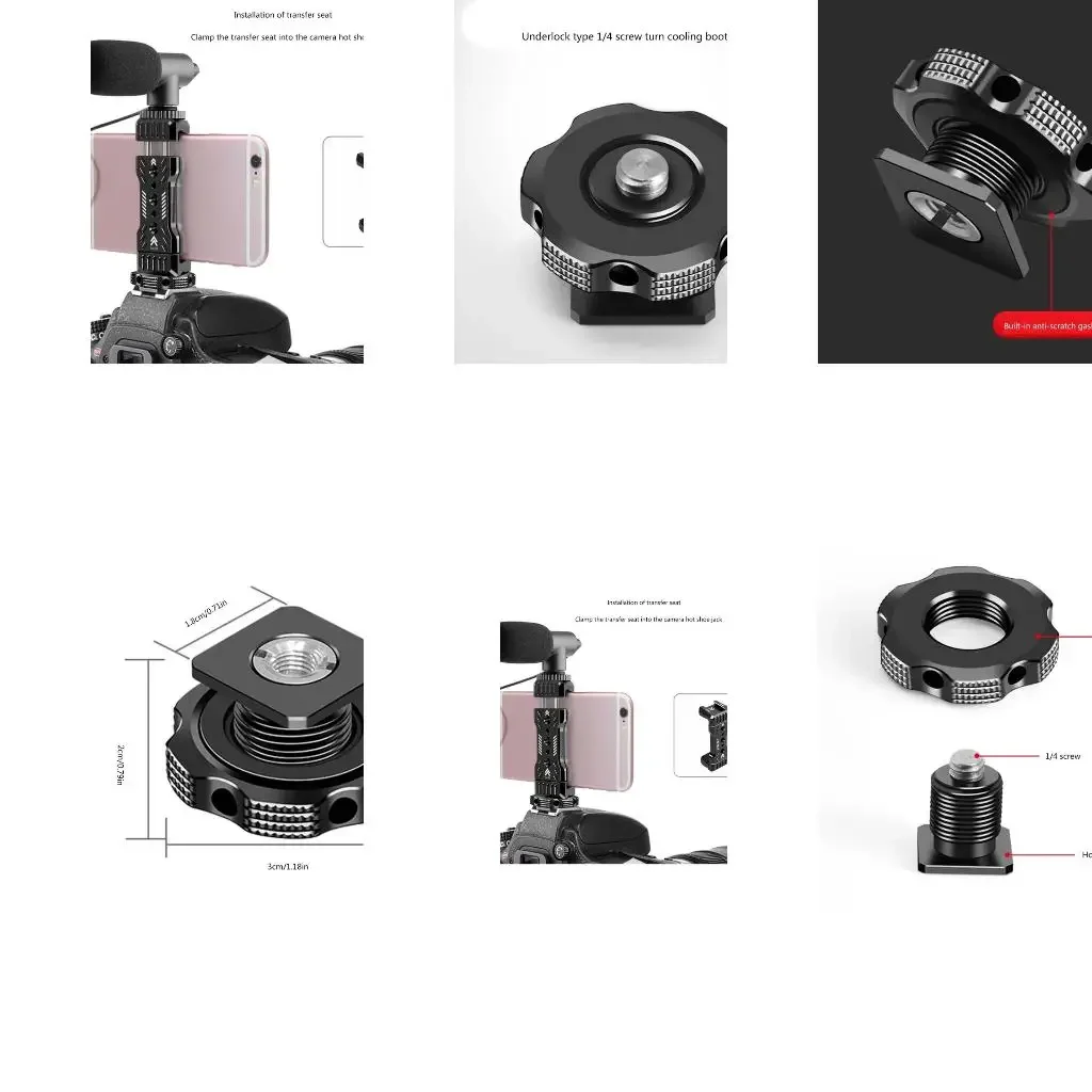 Einzel- und Doppelmuttern Kaltplattenhalterung 3/8 1/4 Schraubhalterung Stativhalter für GoPro Action-Kamera DSLR Fotostudio Blitz Stativ