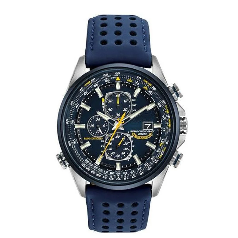 Stylish Men's Atomic Chronograph Watch | Luxury Sports Design, Stainless Steel & Blue Dial | Great Christmas Gift image 3