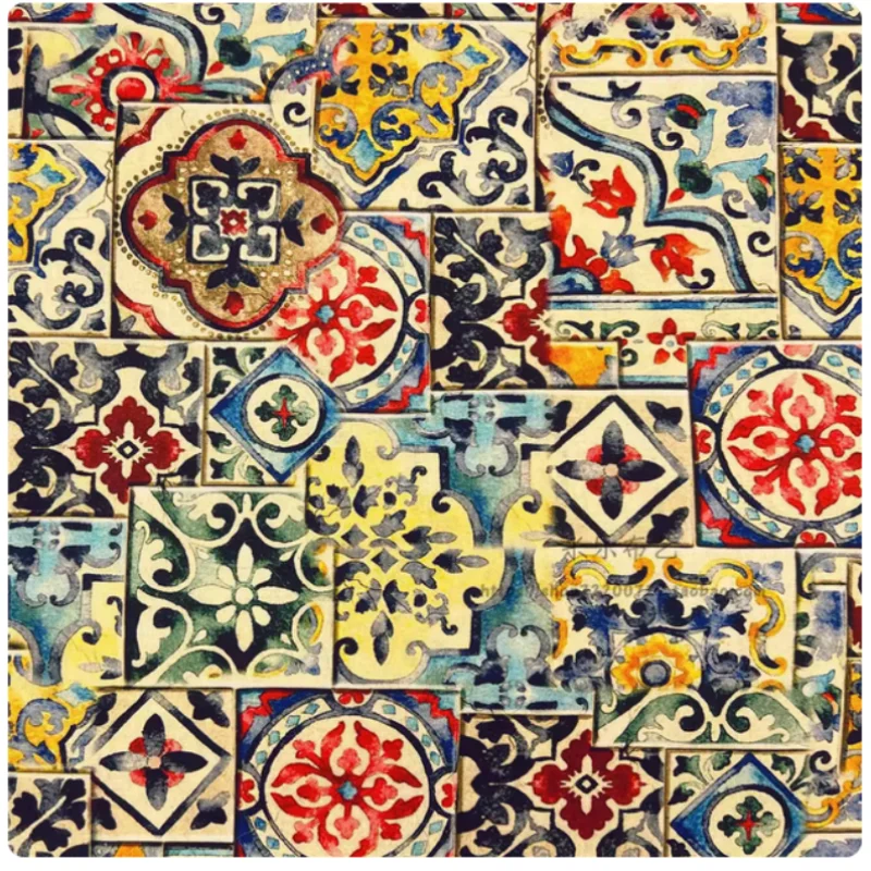 

Винтажная ткань из чистого хлопка с загадочным узором для самостоятельного изготовления скатертей, штор, обложек для книг, рубашек, T104