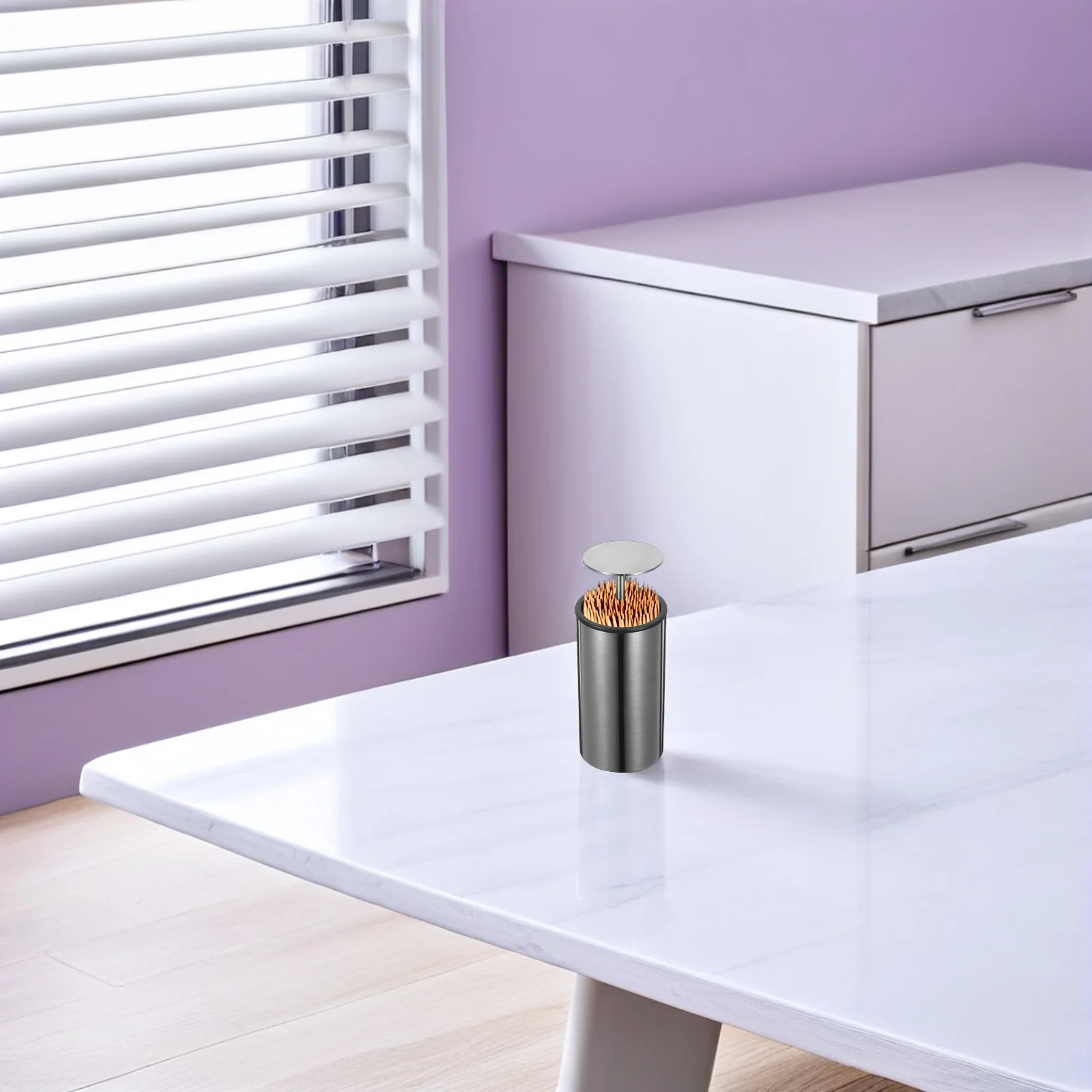 

Portable Toothpick Holder Stainless Steel Press Type Automatic Dispenser For Kitchen Dining Table Travel Steel Toothpick Storage