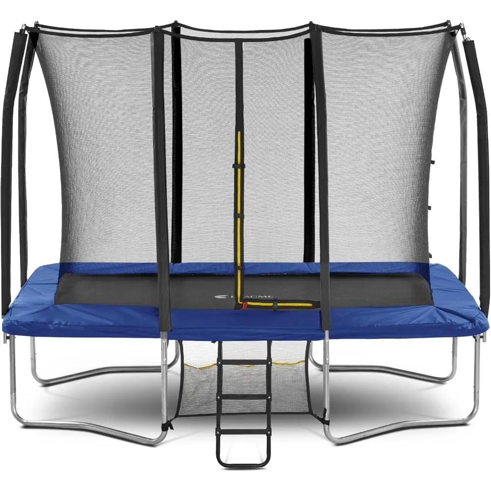 8X12 Foot Rectangle Trampoline for Kids, Double Enclosure Openings, Small Outdoor Rectangular Trampoline with Enclosure Net