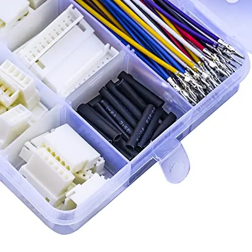 JST Connector Kit 2.5mm Pitch JST-XH 2.54 Male Female Connector with  22AWG Pre-Crimped Cables,XH 2.54mm Connector (XH-MF-Kit)