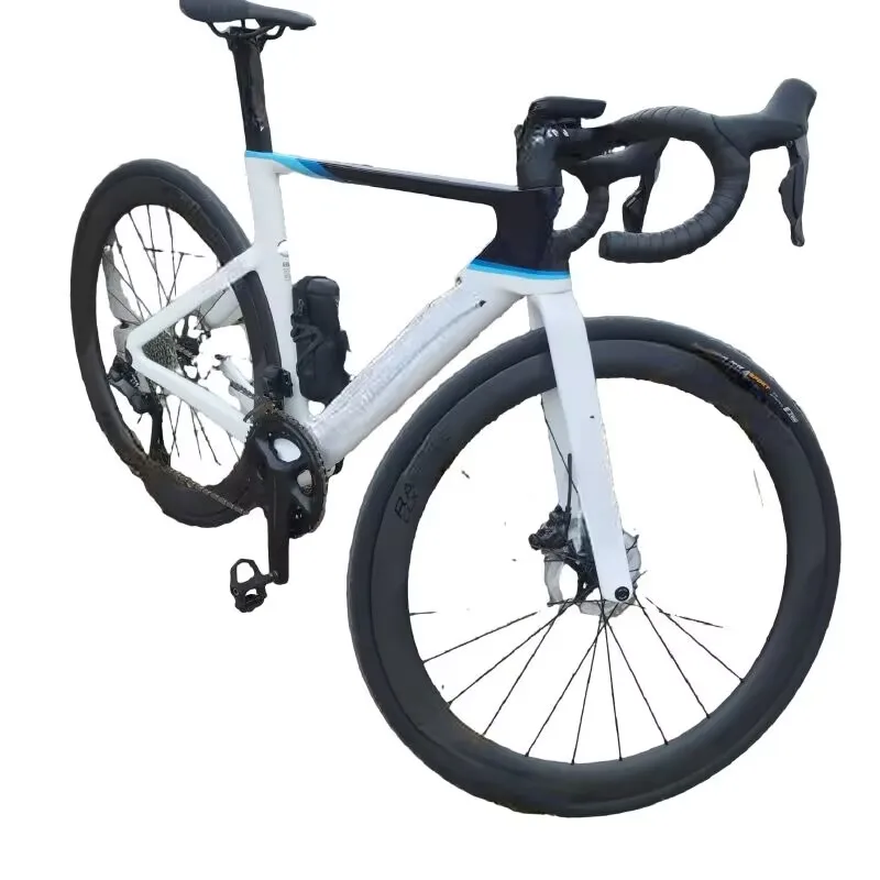 

Top sale full carbon fiber road bike frameset T1000 ud glossy white blue cycling bike frame custom paint CF-R disc frame XXS-L