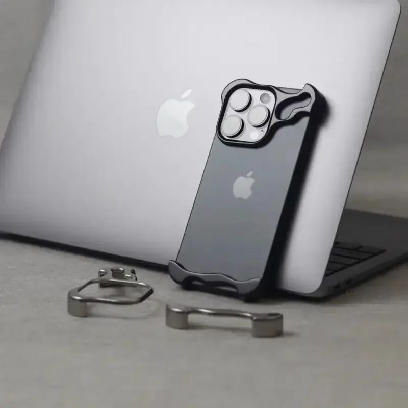 Nieregularne metalowe etui na telefon z bumperem dla iPhone 12 13 14 15 16 17 Pro Max Plus, z folią ochronną na obiektyw, odporne na wstrząsy, z gołego aluminium.