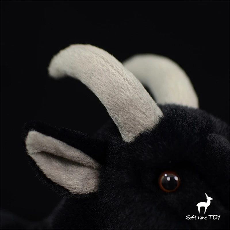 黒のヤギのぬいぐるみ,エルフ,羊,本物の動物,子供のためのおもちゃ