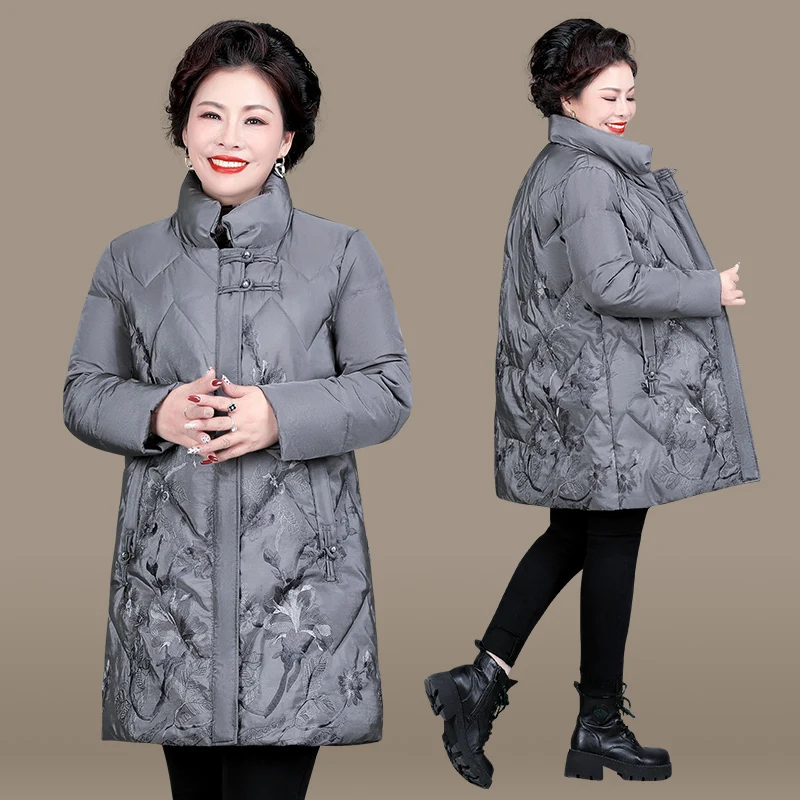 

Утепленное пальто средней длины для женщин среднего возраста, зимняя одежда для пожилых мам 50-60 лет, хлопковое пальто-пуховик