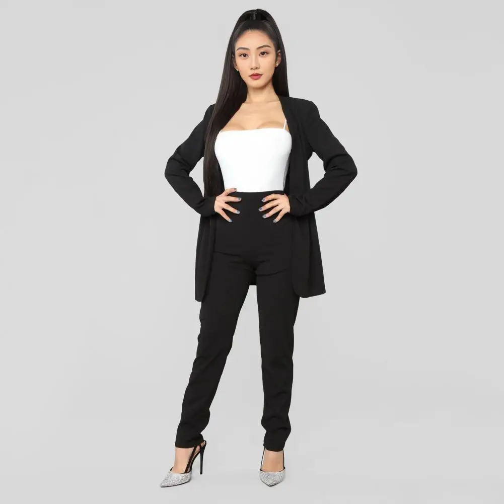 Conjunto Formal para ir al trabajo de negocios, 2 unidades/juego, traje para mujer, abrigo, pantalones, conjunto Formal, cárdigan con solapa, chaqueta, pantalones de cintura alta