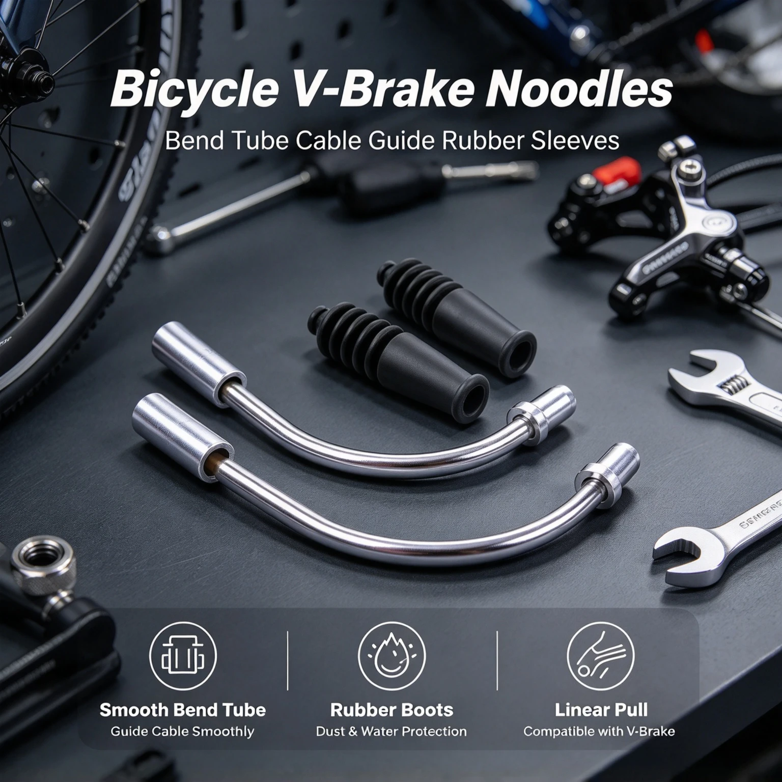 Bicycle V-Brake Noodles Bend Tube Cable Guide Rubber Sleeves Linear Pull Brake Cable Guide Hose MTB Cycling Brake parts