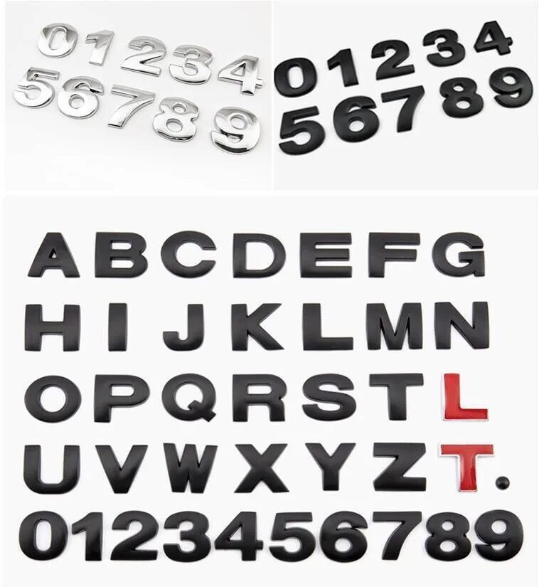 

3D metal DIY alphanumeric badges for car modification, English labels, car logo stickers, motorcycle decals, badge accessories